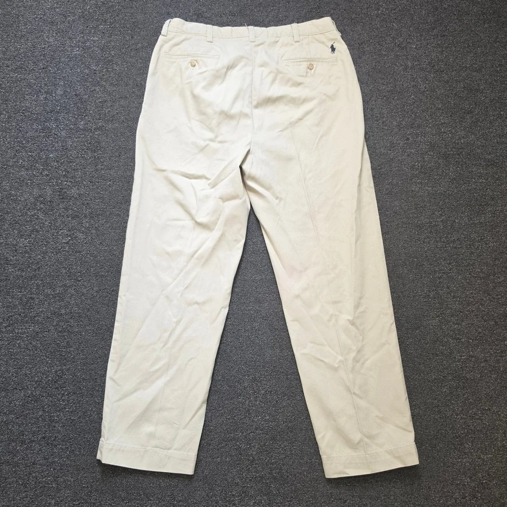 Polo Ralph Lauren Ethan Pants Khaki Tan Mens 34x29 Pleated‎ Front Cotton Chinos